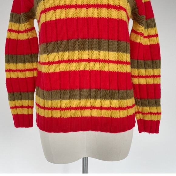 Vintage 60's Striped Knit Sweater / GARLAND RUGGLESPUN / S/M / Mod Retro - Picture 9 of 9